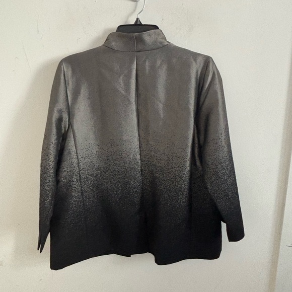Eileen Fisher Jacket women’s Shimmering Phantom Funnel Neck Grey Black M Boho - Picture 3 of 8